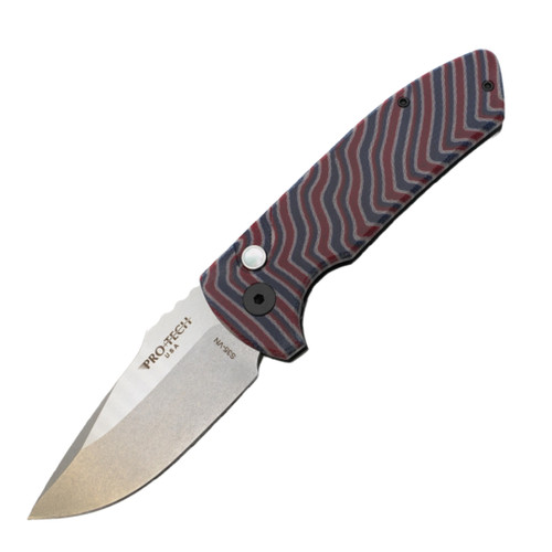 ProTech SBR Custom, Blue / Red Micarta, Stonewash S35VN
